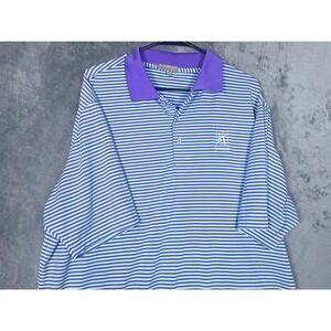 Peter Millar TPC Sugarloaf Summer Comfort Polo Mens XL Purple Blue Striped
